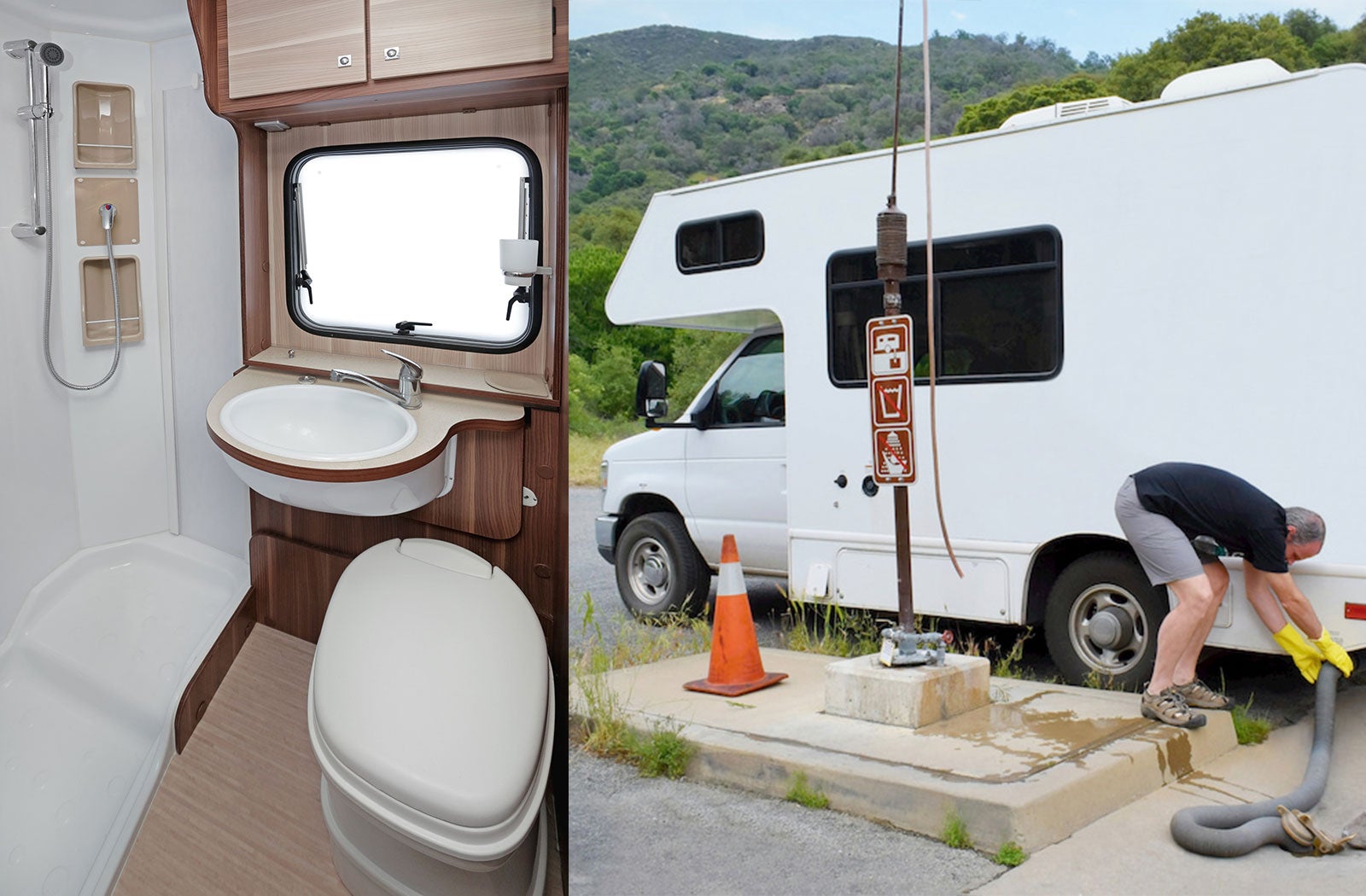 Portable RV/camper toilet and holding tank setup in Honolulu, Hawaii